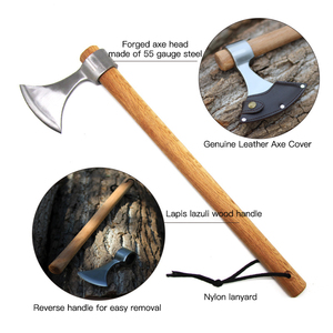 Venta al por mayor de acero de alto carbono hoja forjada mango de madera al aire libre hacha Camping Tomahawks hacha - Product Image 4