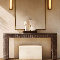 Meubles de salon faits à la main, table console en marbre brun Emperador cannelé pour l'entrée, la salle de séjour, la décoration intérieure de la maison et de la villa