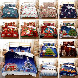 低价圣诞主题羽绒被套带枕套3件圣诞猫狗被套床上用品套装 - Product Image 2