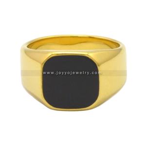 Hochwertiger schwarzer Emaille Custom Herren <span class=keywords><strong>ring</strong></span> Vergoldeter Edelstahl Schwarzer Tropf kleber <span class=keywords><strong>ring</strong></span> - Product Image 5