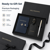 Ensemble cadeau de voyage en cuir PU avec logo personnalisé, porte-passeport, étiquette de bagage, stylo métallique, boîte cadeau, cadeaux d'entreprise, cadeaux pour les compagnies aériennes