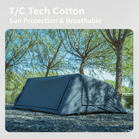Tente de camping gonflable Oxford 3000 mm+ imperméable, coupe-vent, 4 saisons, respirante, installation rapide, abri portable à base hexagonale 1-2 personnes