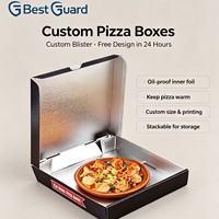 Boîtes à pizza italiennes personnalisées sur mesure Best Guard, impression quadricolore, carton ondulé, pelliculage brillant