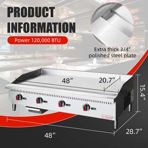High Cost-performance Ratio 48" <b>Commercial</b> Gas Griddle Top Stainless Steel Grill NG/Propane Certified for <b>Kitchen</b> <b>Equipment</b> - Product Image 2