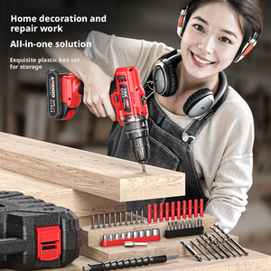 Şarj Edilebilir Lityum Pil Tabanca Matkabı Elektrikli Tornavida Fırçasız Motor Değişken Hızlı Ev Tipi Alet Seti OEM Taşıma Çantası - Product Image 2