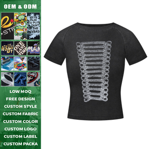 Camiseta Corta Ajustada Estilo Retro de 275g para Mujer, Top de Manga Corta Y2K Streetwear - Product Image 2