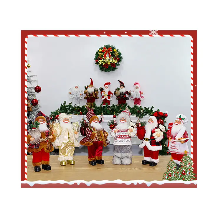Christmas Standing Animated Santa Claus With Lighting Musical Ornament Decoration Figurine Doll Christmas Figurine