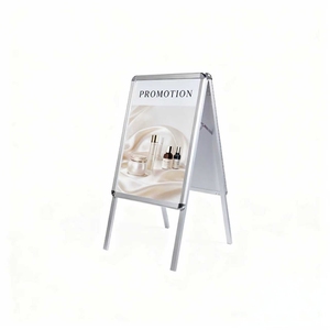 Expositor de Carteles de Doble Cara con Marco de Aluminio Plateado, Abrible con un Solo Toque, para Exhibición en Comercios, Oficinas, Exposiciones, Uso en Interiores, Letrero para Pavimento - Product Image 1