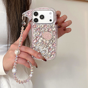 เคสโทรศัพท์มือถือดีไซน์กระเป๋าถือประดับคริสตัลหรูหรา รูปทรงอมยิ้ม ประดับเพชรและกลิตเตอร์ พร้อมสายคล้อง สำหรับ <span class=keywords><strong>iPhone</strong></span> 18 <span class=keywords><strong>Pro</strong></span> <span class=keywords><strong>Max</strong></span> - Product Image 4