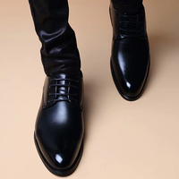 Chaussures d'été en cuir respirantes noires pour hommes, style décontracté et professionnel, en cuir souple, pour étudiants britanniques