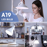 6/12/24 Paket Bohlam LED A19 dengan Casing PC, Tidak Dapat Diredupkan, Setara 60W & 100W, Suhu Warna Dapat Dipilih 2700K-5000K, Bohlam LED E26