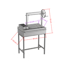 Barbecue argentin Santa Maria moderne en acier inoxydable pour l'extérieur, réglable en hauteur, avec grille de cuisson en forme de V