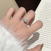 Bague Mlluki en argent sterling 925 avec moissanite solitaire ronde 1 carat, couleurs rose, rouge, violet, vert, bleu, étoile, pour femme
