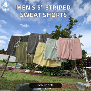 <b>Men's</b> Cotton Casual Striped Sweat <b>Shorts</b> <b>5</b> <b>Inch</b> <b>Inseam</b> Breathable Summer Athletic Mid Waist Drawstring Closure Waterproof Quick - Product Image 2