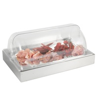 Plateau de service rectangulaire en acier inoxydable GN 1/1 pour buffet, plateau de présentation avec bloc réfrigérant pour aliments