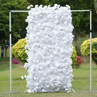 Bunga Mawar Putih Buatan Tangan Berkualitas Tinggi Realistis, Bunga Campuran Kustom, Plastik Musim Dingin, Latar Belakang Dinding Bunga Artifisial 5D 8ft X 8ft