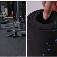 Rollo de Goma Antideslizante para Piso de Gimnasio, Tapete de Goma Antidesgaste con Diseño Moteado para Entrenamiento en Interiores