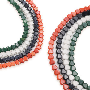 Pietra naturale a forma di cuore e stella perline sfaccettate bianco nero verde arancio 6*6mm perlina di pietra di ossido di anione per la creazione di gioielli - Product Image 1