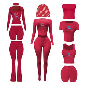 定制标志热纯色时尚瑜伽运动顶级健身房健身无缝女性瑜伽健身房女性健身瑜伽套装 - Product Image 2