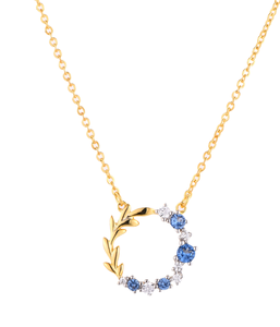 Flower Birthstone 18k Gold Plated Gold-Tone Zircon Wreath Fine Pendant <b>Necklace</b> - Product Image 3