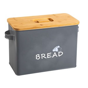 Farmhouse Bread Container Bread Storage Box Large Gray Metal Bread Box For Kitchen Countertop