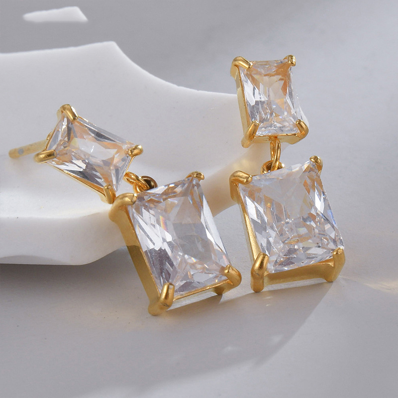 Square Big Size Clear Green Zircon