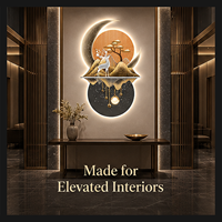 Décoration murale LED en cristal en forme de cerf, paysage montagneux, pour hall d'hôtel, entrée, salon, intérieurs modernes