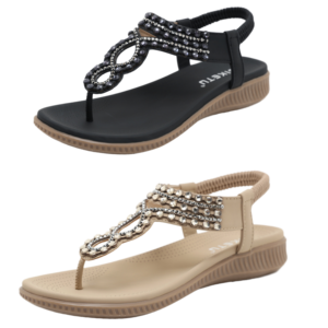 Sandalias Planas de Verano para Mujer, Estilo Boho, Decoradas con Pedrería, Transpirables y Ligeras, Venta Directa de Fábrica al Por Mayor - Product Image 2