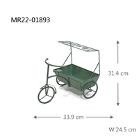 MR Vintage Logam Roda Tiga Penanam Besi Tanaman Berdiri Pot Bunga Dekoratif Luar Taman Kaktus Sukulen Pot