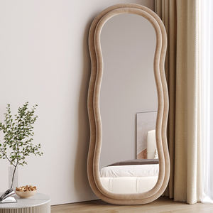 AUSTUFF Full Length Mirror 63x24 Irregular Wavy Mirror Floor Mirror Wall  Mirror, Beige 