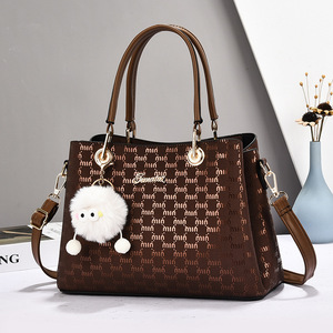 Bolso Tote Casual para Mujer Jemutaz con Adorno de Pompón, Correa Extraíble, Cierre de Solapa Clásico, Bolso de Mano de Microfibra para Uso Diario - Product Image 4