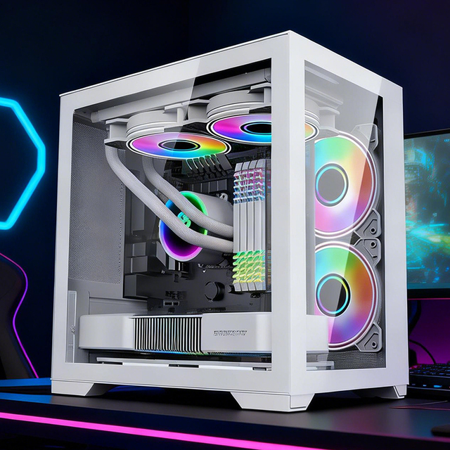 Mid Tower ITX Mini Desktop Case with Side Panel Window White Sea View Design Steel Water Cooling in Stock for Wholesale