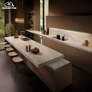 Calacatta Blanc Or Veine Pierre De Marbre Artificielle Comptoir De Cuisine Moderne pour Dessus De Table Intérieur École Grande Dalle De Marbre - Product Image 3