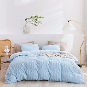 Basit stil düz renk ev tekstili Polyester gofre zanaat nevresim yorgan kapağı 3 adet yeşil fırçalanmış sabsabnevresim takımı - Product Image 3