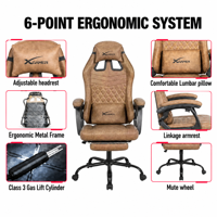Chaise de jeu ergonomique de direction en cuir synthétique, pivotante et inclinable, avec fonction rafraîchissante pour PC