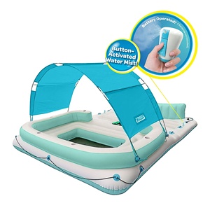 <strong>Inflatable</strong> Party Lake <strong>Float</strong> <strong>Island</strong> With Misters and Adjustable Sunshadede Canopy 6 People - Product Image 5