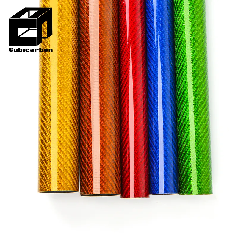 100% Real Carbon Tube 3K Colored Pattern Carbon Fiber Tube Glossy Surface 20mm  22mm  24mm  26mm  28mm  30mm 32mm