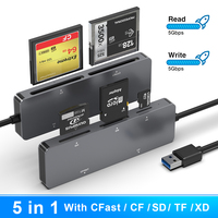 Lector/Grabador de Tarjetas Multifunción USB a CFast de Alta Velocidad 5Gbps 5 en 1, Instalación Externa, Compatible con Tarjetas CF, SD, TF, XD, MMC