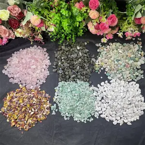 Bahan campuran kerikil kristal penyembuhan alami mawar kuarsa Chip Labradorite untuk dekorasi