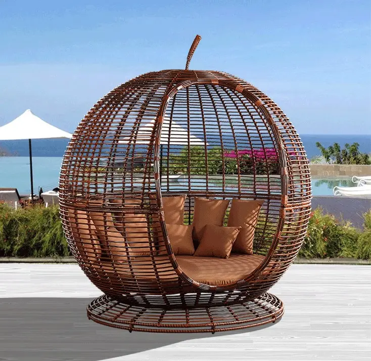 كرسي خارجي مزدوج من الفولاذ بتصميم فاخر كرسي للشاطئ وكنبة استراحة خارجية من الألومنيوم سرير شمسي خارجي