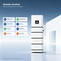 Sistem Baterai Surya 5kW 12kWh yang Dapat Ditumpuk, Inverter Hybrid All-in-One LiFePO4 102.4V CAN IP65 Penyimpanan Energi Rumah Tangga