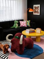 Tabouret enfant minimaliste en forme d'animal, pouf en tissu créatif en forme de taureau, chaise de jeu moderne décorative pour enfants, décoration pour hôtel et maison