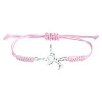 Vente en gros de bracelets ajustables roses en corde tressée pour femmes et filles bracelet à breloques avec signe du cancer du sein