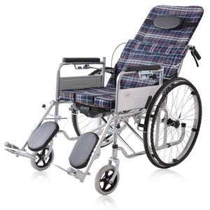 Fauteuil roulant semi-inclinable Lechi avec fonction toilette, en acier épaissi, pliable, léger, manuel, pour personnes âgées - Product Image 2