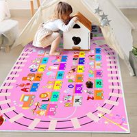 Tapis de jeu rose ABC pour enfants Tapis de l'alphabet avec numéros Train d'animaux et formes de route Tapis d'apprentissage amusant et éducatif Tapis de jeu pour enfants
