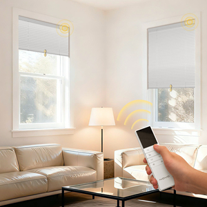 Motorisierte Mini-Jalousien Fernbedienung 1 Zoll Aluminium Wiederaufladbare Verdunkelungs-Horizontaljalousien Umweltfreundlich Anti-UV Wasserdicht Modern - Product Image 1