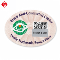 Étiquette holographique anti-contrefaçon personnalisée ovale à gratter avec code QR, autocollante, pour la vérification des marques déposées et la traçabilité