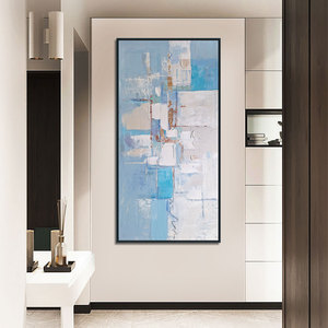 Arte originale moderna dipinta a mano astratta <span class=keywords><strong>blu</strong></span> e bianca 3D trama spessa arte parete decorazione rilievo Artwork pittura su tela - Product Image 3