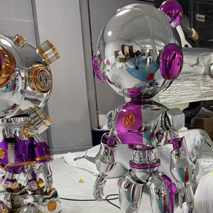Escultura de Robot Cyberpunk Moderna de Fibra de Vidrio Electrochapada, Figura de Buzo Cromada Morada, Arte para Exhibición en Tiendas y Centros Comerciales - Product Image 5