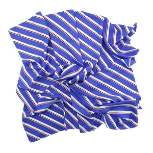 Blue White Red Block Stripe Women Girl Custom Printing Scarves Comfortable Soft Hand Feel Square Bag Luxury Silk Scarf 90x90
